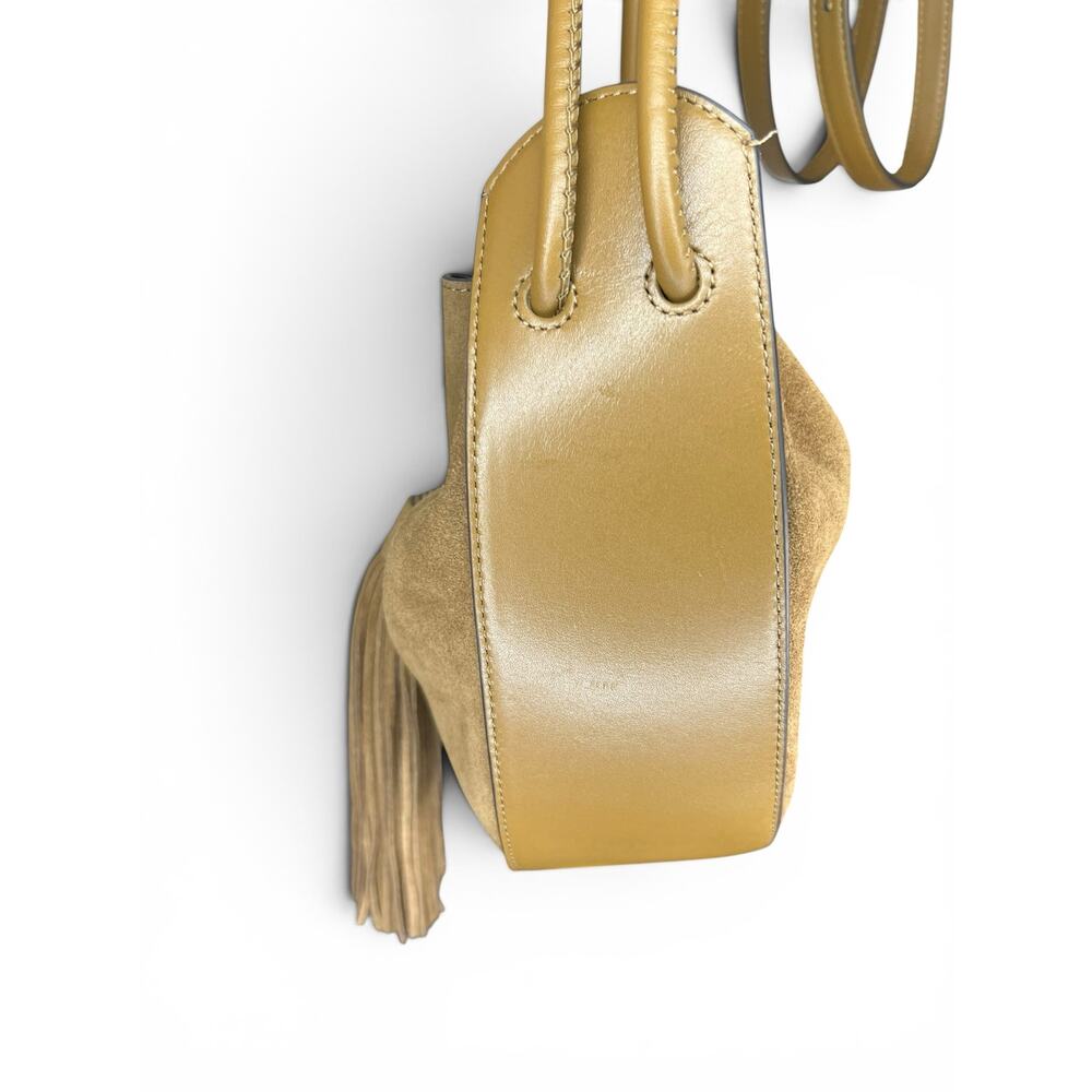 NWT Rebecca Minkoff Lulu Suede Leather Crossbody Bucket Bag Tassel - Military - Picture 5 of 13